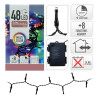 Guirnalda a pilas, multifunción, uso exterior, multicolor, cable negro, 48 leds, 4 m
