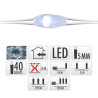 Guirnalda a pilas, función fija, uso interior, blanco frío, cable alambre plateado, 40 leds, 195 cm