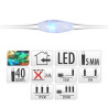 Guirnalda a pilas, función fija, 40 leds, cable alambre plateado, luz multicolor, 195 cm