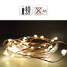Guirnalda a pilas, función fija, uso interior, blanco cálido, cable alambre cobre, 40 leds, 195 cm