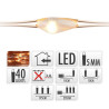 Guirnalda a pilas, función fija, uso interior, blanco cálido, cable alambre cobre, 40 leds, 195 cm