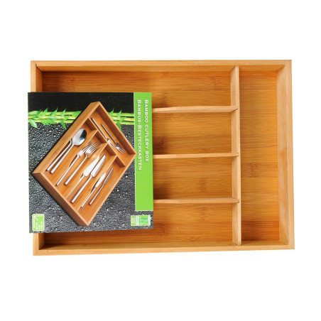 Bandeja de almacenamiento de cubiertos de bamboo 34x25x4,5cm