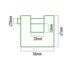 Candado de latón reforzado de seguridad 50 mm, blíster