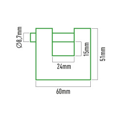 Candado de latón reforzado de seguridad 60 mm, blíster