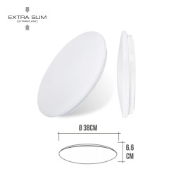 Aplique led circular de superficie 24w 6500 k 2490 lm ø38 x 6,2 cm