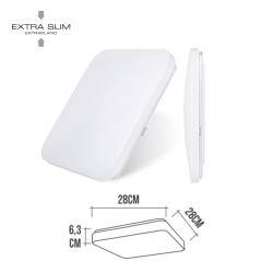 Aplique led cuadrado extraplano de superficie 12 w 6500 k 1160 lm 27,5 x 27,5 x 6,2 cm