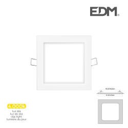 Mini downlight led empotrable cuadrado 6 w 4000 k luz dia color blanco 11,7 x 11,7 cm
