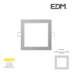 Mini downlight led empotrable cuadrado 6 w 4000 k luz dia color cromo 11,7 x 11,7 cm