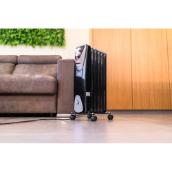 Radiador sin aceite 400 / 600 / 1000 w con 6 elementos, modelo black edition, 37 x 24 x 64 cm