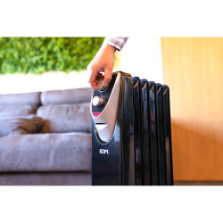 Radiador sin aceite 500 / 1000 / 1500 w con 8 elementos, modelo black edition, 46 x 24 x 64 cm