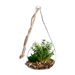 Jarrón colgante de cristal con planta decorativa 10 x 19,5 cm colores / modelos surtidos