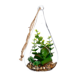 Jarrón colgante de cristal con planta decorativa 10 x 19,5 cm colores / modelos surtidos