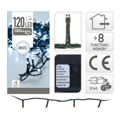 Guirnalda multifunción 120 leds blanco frio exterior 12 m