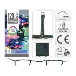 Guirnalda multifunción, uso exterior, multicolor, 120 leds, 12 m