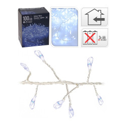 Guirnalda a pilas, función fija, uso interior, tipo espino, blanco frío, 100 leds, 1,50 m