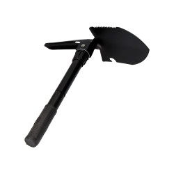 Pala plegable multifuncional de acero color negro 9,5 x 41,5 cm
