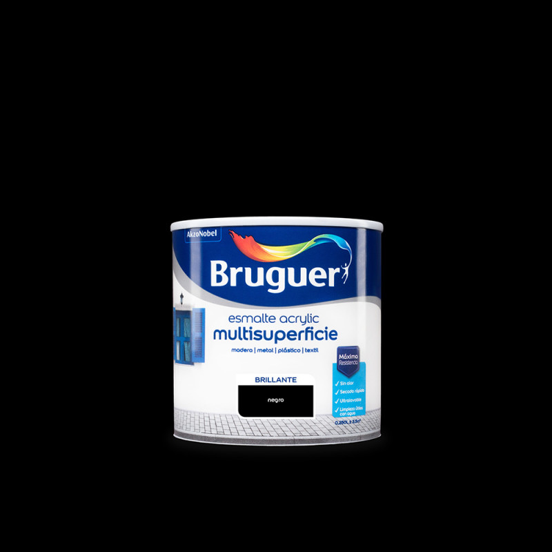 Esmalte acrilico multisuperficie negro brillante 0,250l 5160658 bruguer