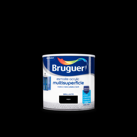 Esmalte acrilico multisuperficie negro brillante 0,250l 5160658 bruguer