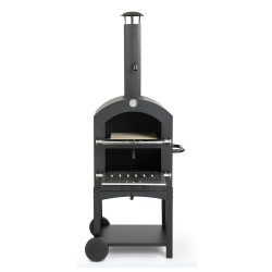 Barbacoa de carbón con horno de piedra 44,5 x 65 x 158 cm