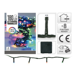 Guirnalda multifunción, uso exterior, multicolor, 180 leds, 16,5 m