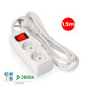 Prolongador con 2 tomas 2p+t, 16a 250v~ con interruptor luminoso, 1,5 m de cable h05vv-f 3g1,5mm² blanco