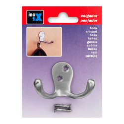 Colgador clasico doble de laton niquel satinado (blister)