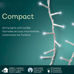 Guirnalda led compact 500 leds parpadeante exterior blanco frio cable blanco 16 m