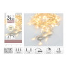 Guirnalda a pilas, multifunción, uso exterior, blanco cálido, cable transparente, 24 leds, 2,30 m