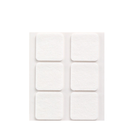 Pack 6 fieltros blanco sinteticos adhesivos 31x31mm plasfix inofix