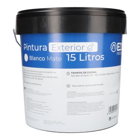Pintura plastica blanca mate 15 l interior y exterior