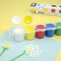 Caja con 6 tarros de pintura para dedos 25 ml