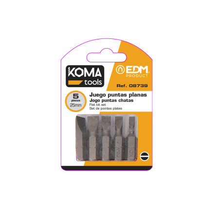 Juego puntas planas 5 piezas x 25mm koma tools