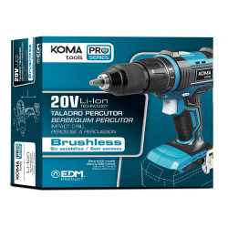 Taladro percutor atornillador brushless 20 v, sin batería ni cargador
