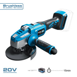 Amoladora angular brushless 20v ø125 mm sin batería ni cargador, 37,5 x 12 cm