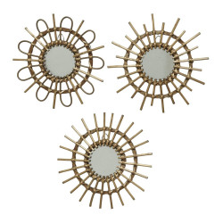 Espejo de mimbre con forma de sol, modelos variados, ø40 x 2,5 cm