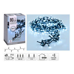Guirnalda multifunción, uso exterior, blanco frío, 80 leds, 9 m