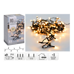 Guirnalda multifuncion 80 leds blanco calido exterior 9 m