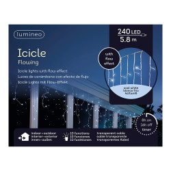 Cortina led icicle, 240 leds, multifunción, luz fría, exterior, 5,8 m