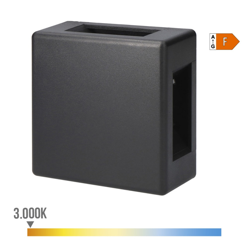 Aplique led 6w 516lm 3000k luz calida cuadrado ip54 11.5x11.5x5cm 4 proyecciones edm