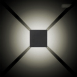 Aplique led cuadrado 4 proyecciones 6 w 516 lm 3000 k luz calida ip54 11.5 x 11.5 x 5 cm