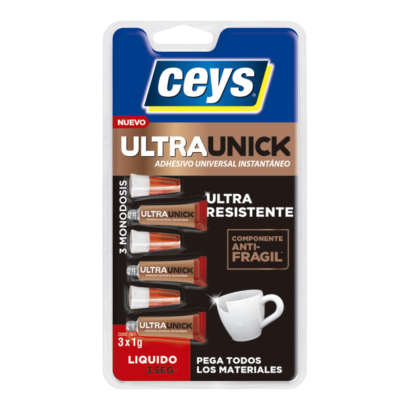 Adhesivo ultraunick poder inmediato monodosis 3 x 1g