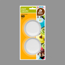 Moldes de papel para magdalenas blanco ø4,8 x 3,4 cm, blister 60 uds