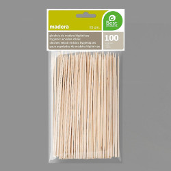 Pinchos de madera higiénicos 150 x 2 mm, blister 100 uds