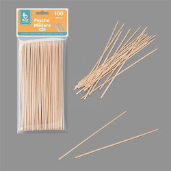 Pinchos de madera higiénicos 2 x 200 mm, blister 100 uds