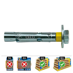 Caja 250 unidades anclaje dynabolt tornillo m6 ø8 x45mm zincado