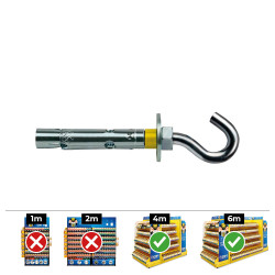 Caja 100 unidades anclaje dynabolt gancho ø8 x45mm zincado