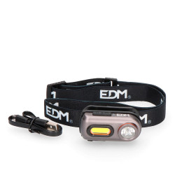 Linterna led frontal recargable, 2 leds 400 lm 5 w, 63 x 25 x 33 mm