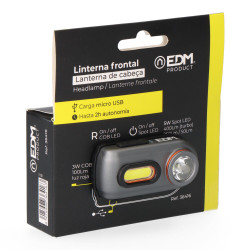 Linterna led frontal recargable, 2 leds 400 lm 5 w, 63 x 25 x 33 mm