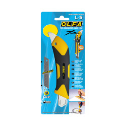 Cúter l-5 con bloqueo manual, mango antideslizante, púa de metal duro y cuchilla de 18 mm