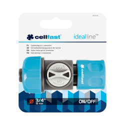 Conector rápido de manguera con válvula cellpro 6 bar, ¾ pulg, blister